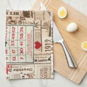 バレンタインデイキッチンハンドタオル キッチンタオル (四つ折り)