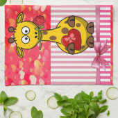 バレンタインデイキッチンハンドタオル、キリン キッチンタオル (折り畳み)