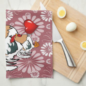 バレンタインデイキッチンハンドタオル、チキン キッチンタオル (四つ折り)