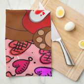 バレンタインデイキッチンハンドタオル、テディベア キッチンタオル (四つ折り)