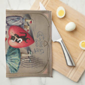 バレンタインデイキッチンハンドタオル、ヴィンテージ キッチンタオル (四つ折り)