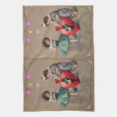 バレンタインデイキッチンハンドタオル、ヴィンテージ キッチンタオル (縦)