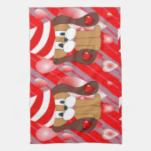 バレンタインデイキッチンハンドタオル、犬 キッチンタオル (縦)