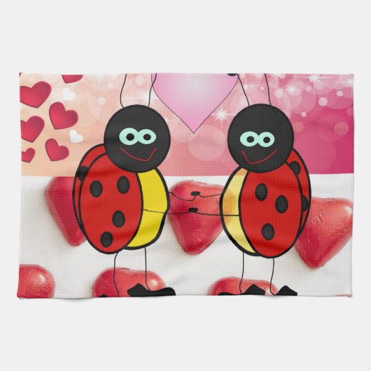バレンタインデイキッチンハンドタオルLadybug キッチンタオル (横)