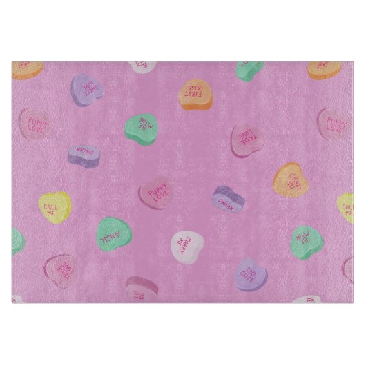 バレンタインデイキャンディハートパターン カッティングボード (正面)