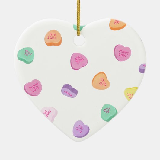 バレンタインデイキャンディハートパターン セラミックオーナメント (裏面)