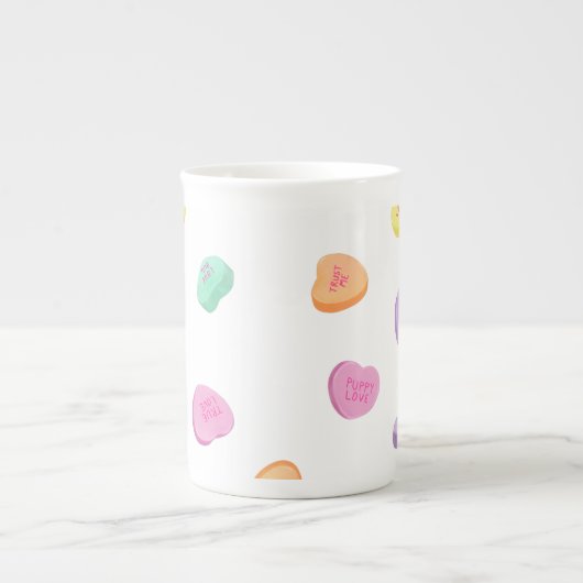 バレンタインデイキャンディハートパターン ボーンチャイナマグカップ (正面)