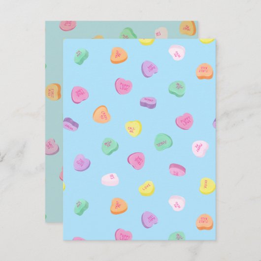 バレンタインデイキャンディハートパターン 案内ポストカード (正面/裏面)