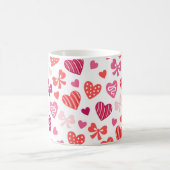 バレンタインデイキャンディハートピンクリボンボウ コーヒーマグカップ (中央)