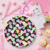 バレンタインデイキャンディハート模様 ペーパープレート (パーティー)