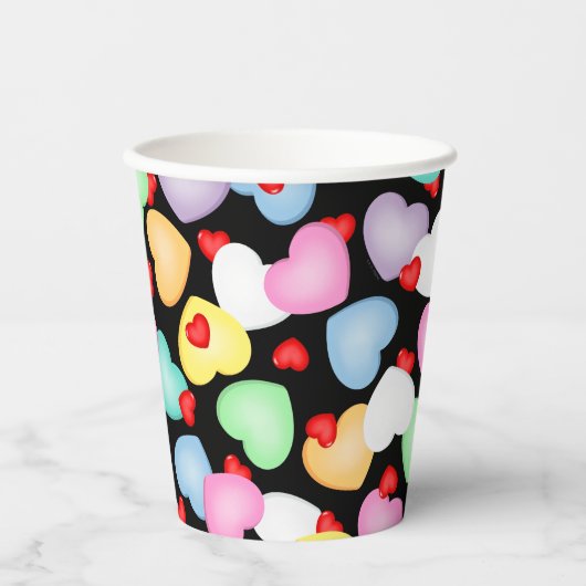 バレンタインデイキャンディハート模様 紙コップ (正面)