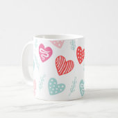 バレンタインデイキャンディハート赤ピンクパターン コーヒーマグカップ (正面左)