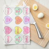 バレンタインデイキャンディ会話ハート キッチンタオル (四つ折り)