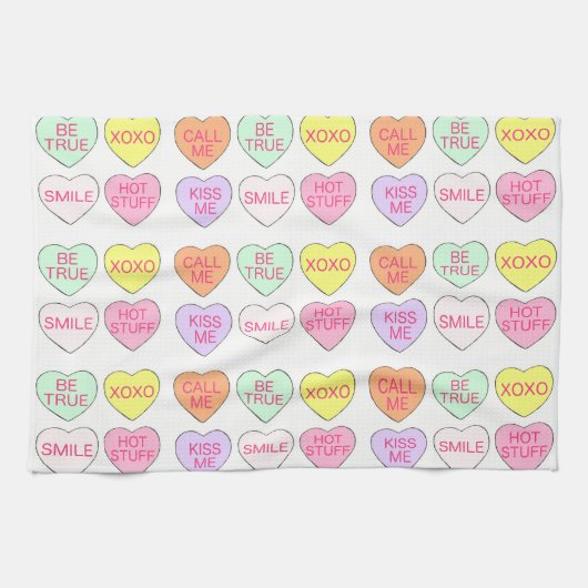 バレンタインデイキャンディ会話ハート キッチンタオル (横)