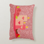バレンタインデイキャンドルコーラルフェイクグリッター アクセントクッション (裏面(縦))