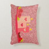 バレンタインデイキャンドルコーラルフェイクグリッター アクセントクッション (正面(垂直))