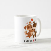 バレンタインデイギフトかわいい犬カップル コーヒーマグカップ (正面右)
