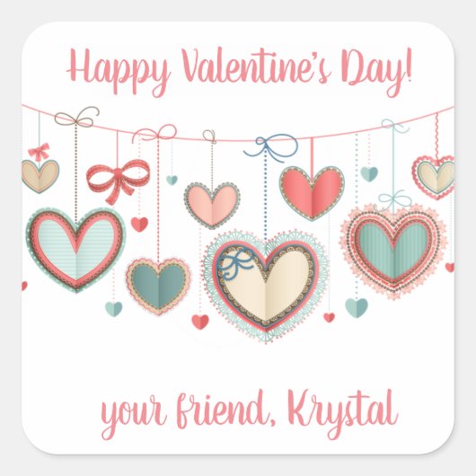 バレンタインデイギフトラベル スクエアシール (正面)