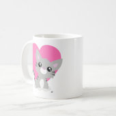 バレンタインデイグレー子猫マグ コーヒーマグカップ (正面左)