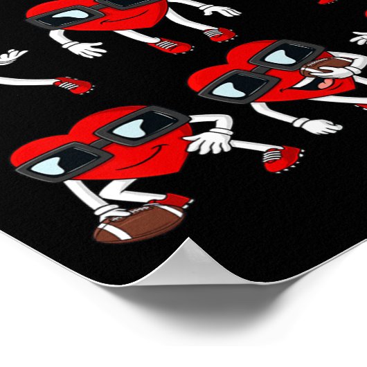 バレンタインデイサッカーハートクォーターバックレシーバー ポスター (角)