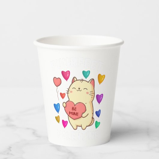バレンタインデイシャツ、ピューフェクトバレンタインデイキャット 紙コップ (正面)
