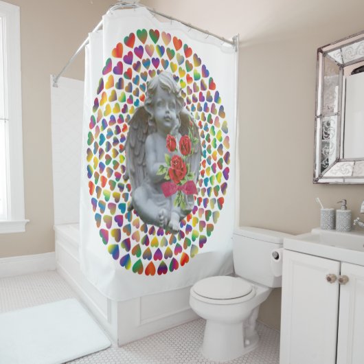 バレンタインデイシャワーカーテン,エンジェル シャワーカーテン (インサイチュ)