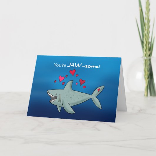 バレンタインデイシャークとハート カード (正面)