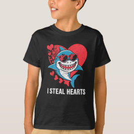 バレンタインデイシャーク私が盗むハートおもしろいシャーク Tシャツ