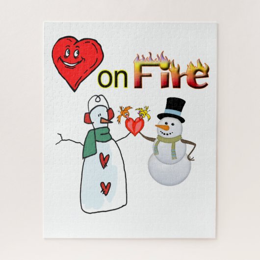 バレンタインデイジグソーパズルハート火災雪だるま ジグソーパズル (縦)