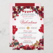 バレンタインデイスウィート15誕生日キンセアニェラ 招待状 (正面/裏面)