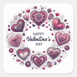 バレンタインデイスクエアステッカー スクエアシール