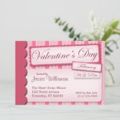 バレンタインデイスクラップブックピンクストライプ招待状 招待状 (スタンド正面)