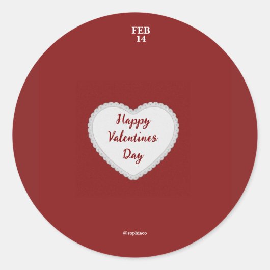 バレンタインデイステッカー – sophiaco ラウンドシール (正面)