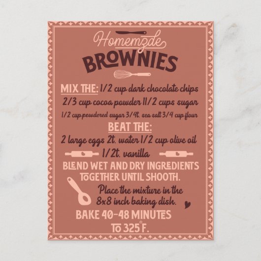バレンタインデイスペシャルホームメイドブラウニーレシピ ポストカード (正面)