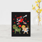 バレンタインデイダビングハートとキューピッドおもしろいTレックスB カード (黄色い花)