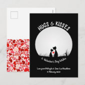 バレンタインデイッシュ愛らしい猫カップルハートムーン シーズンポストカード (正面/裏面)