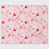 バレンタインデイテディベアXOXOハートパターン ラッピングペーパー