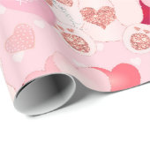 バレンタインデイテディベアXOXOハートパターン ラッピングペーパー