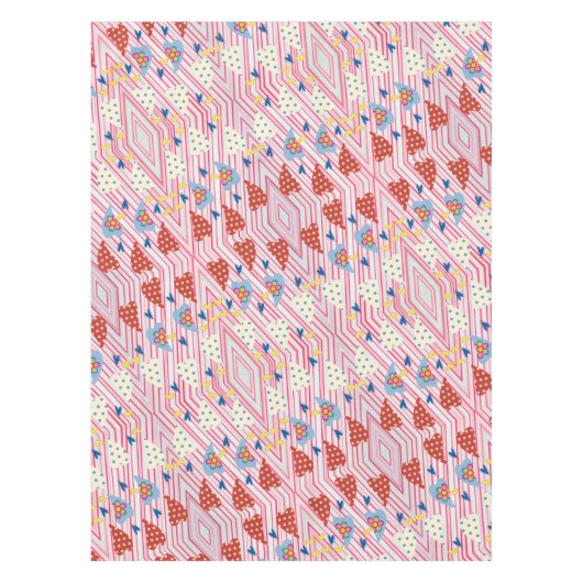 バレンタインデイテーブルクロスハートフローラ ストライプ テーブルクロス (正面)