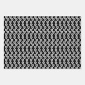 バレンタインデイトリプルハートオールブラックパターン ラッピングペーパーシート (正面2)