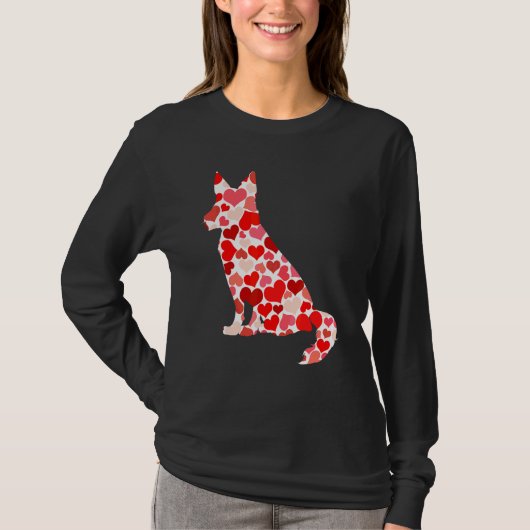 バレンタインデイドイツの羊飼いハート子犬O Tシャツ (正面)