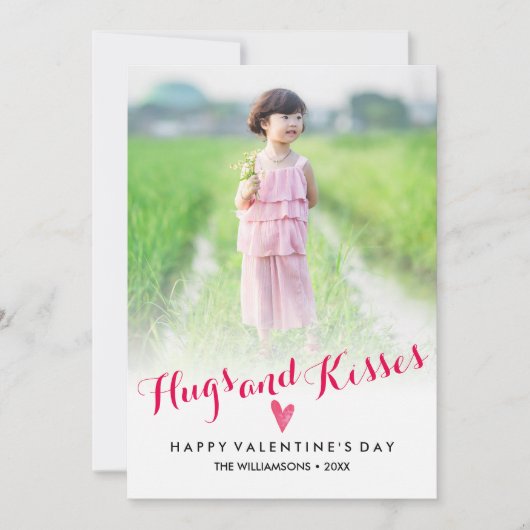 バレンタインデイハグキスハート家族の写真 シーズンカード (正面)