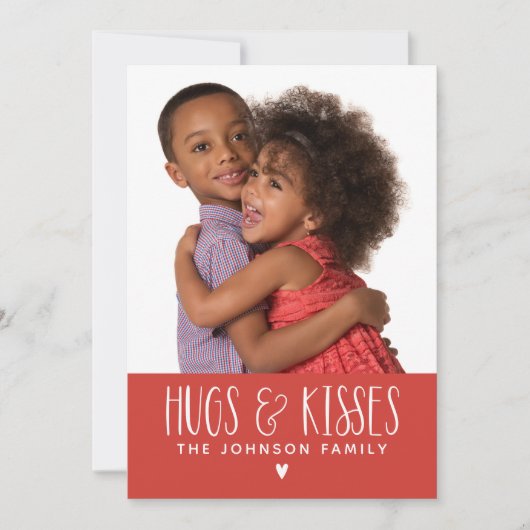 バレンタインデイハグキス写真ホリデーカード シーズンカード (正面)