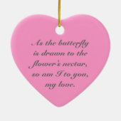 バレンタインデイバタフライハートオーナメント セラミックオーナメント (裏面)