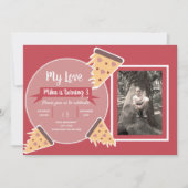 バレンタインデイピザパーティーキッズパーティー写真 招待状 (正面)