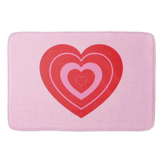 バレンタインデイピンクと赤2トーンハート バスマット (正面)
