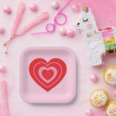 バレンタインデイピンクと赤2トーンハート ペーパープレート (パーティー)