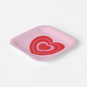 バレンタインデイピンクと赤2トーンハート ペーパープレート (傾斜あり)