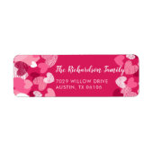 バレンタインデイピンクハートカスタム差出人住所 ラベル (正面)