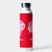 バレンタインデイピンクハートキスハグXOXOレッド ウォーターボトル (左面)